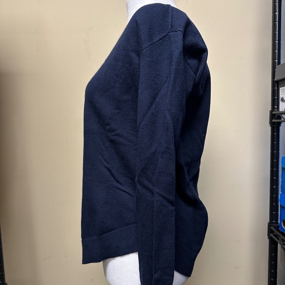 NWT! Tommy Hilfiger Women's Knit Sweater Crewneck Cotton In Navy Size XS - Picture 2 of 5